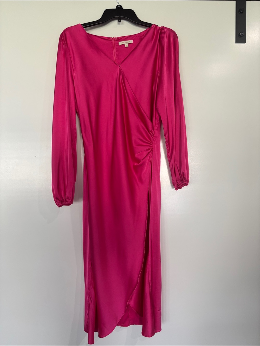 Skies Are Blue Bold Fuchsia Long Sleeve Wrap Dress